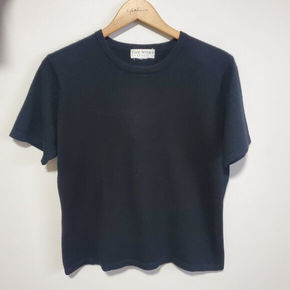 THE WORK CONNECTION Vintage Cashmere Crewneck SS Sweater Black Women's Large - Picture 1 of 9